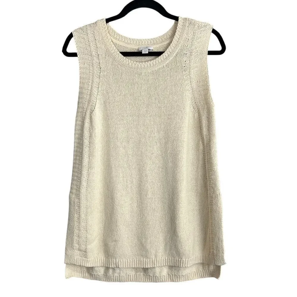 J Jill 100% Cotton Cream Knit Sweater Size Petite S